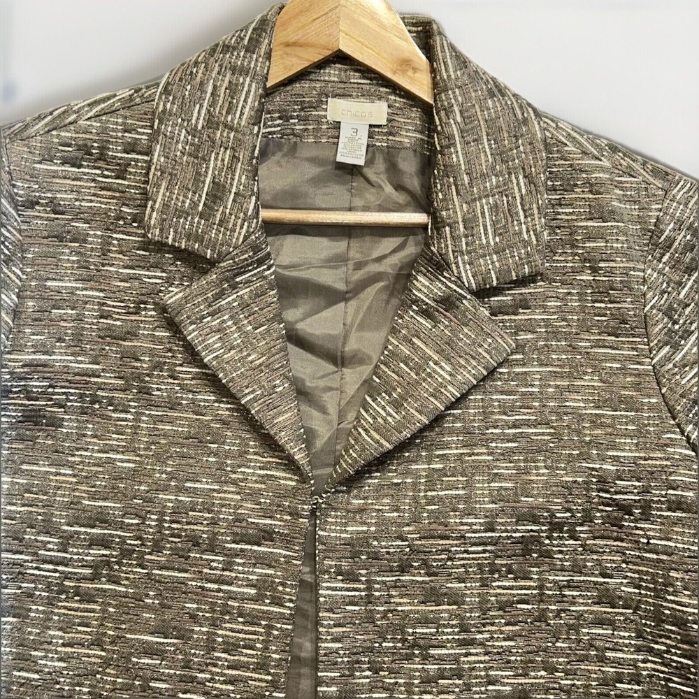 Women's Chicos Jacket Single Hook Closure Shimmer Blazer 16 XL 3 Career